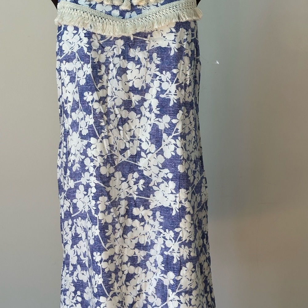 Floral Blue and White Maxi Skirt